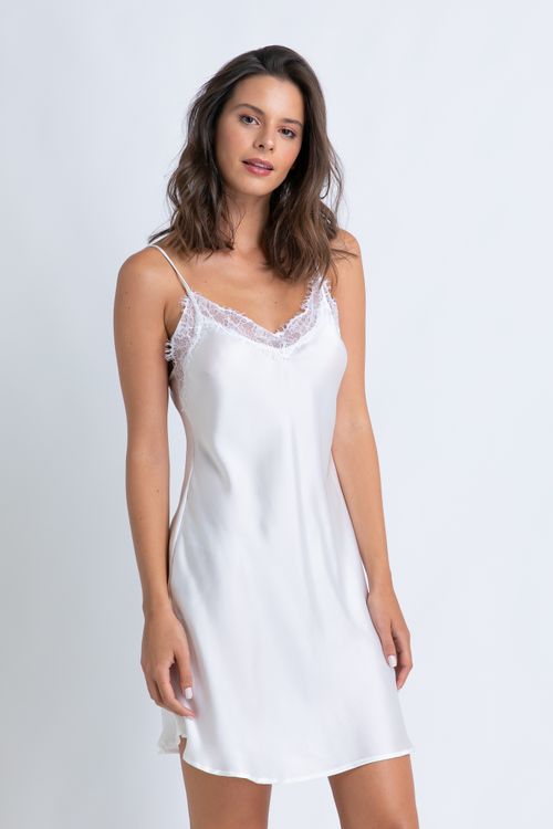 CAMISOLA ALÇA DE CETIM COM RENDA