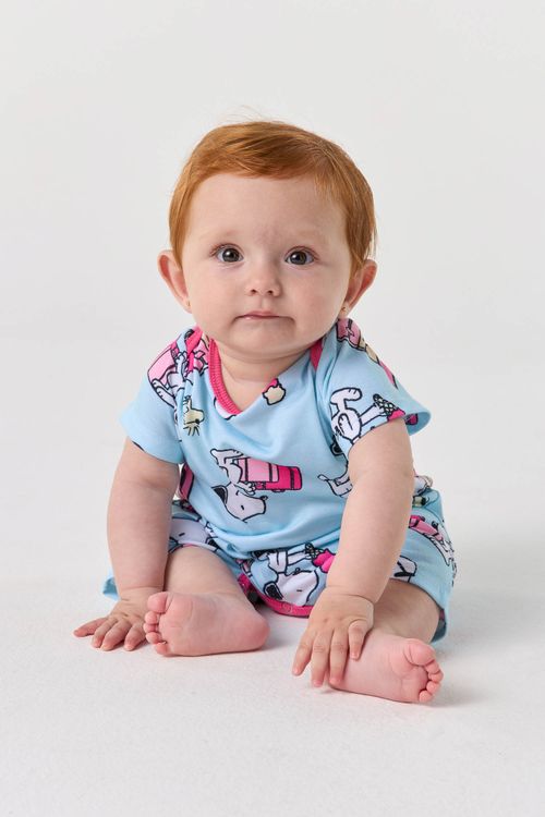 BODY MACAQUINHO CURTO BABY - SNOOPY FÉRIAS