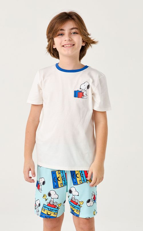 PIJAMA CURTO JUVENIL MENINO - SNOOPY FÉRIAS