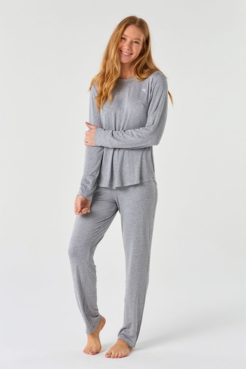 PIJAMA FEMININO LONGO MALHA - CLÁSSICOS DE VISCOSE MESCLA