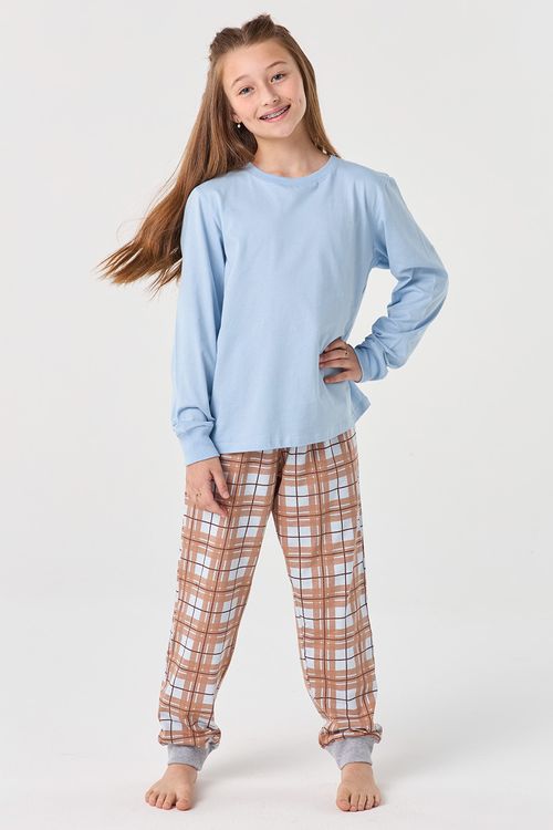 PIJAMA LONGO DE MALHA JUVENIL UNISSEX  - CAPUCCINO
