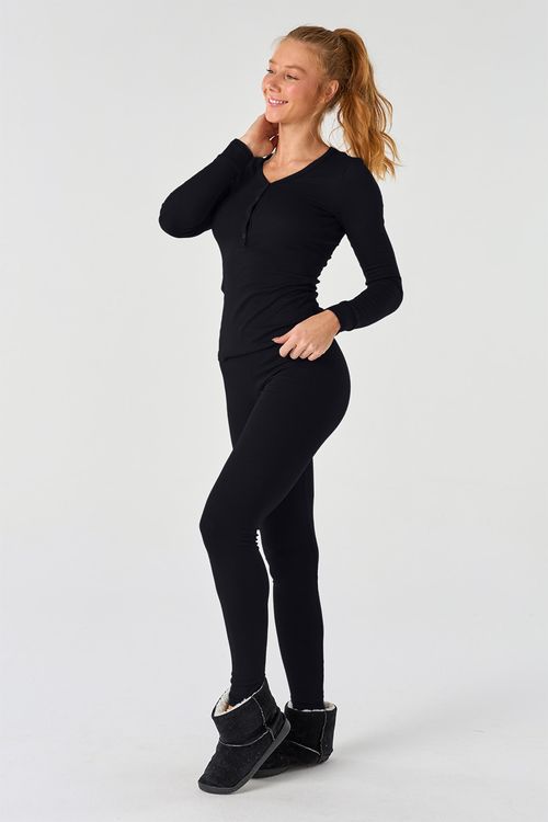 PIJAMA LONGO DE RIBANA - CLÁSSICOS DE VISCOSE BLACK