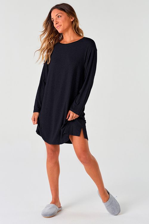 CAMISOLA MANGA LONGA - CLÁSSICOS DE VISCOSE BLACK