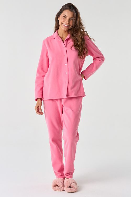 PIJAMA LONGO DE BOTÕES - CLÁSSICOS SOFT ORQUÍDEA