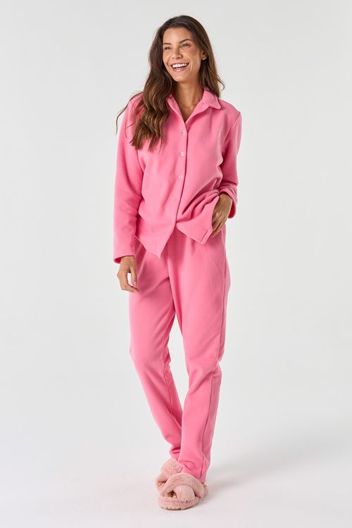 PIJAMA LONGO DE BOTÕES - CLÁSSICOS SOFT ORQUÍDEA