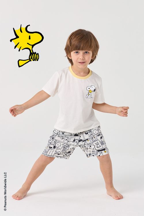 PIJAMA CURTO INFANTIL MENINO - SNOOPY P&B