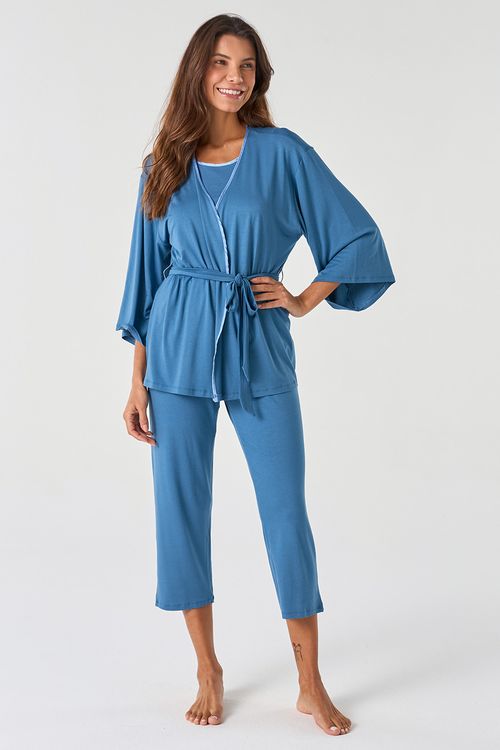 PIJAMA LONGO COM KIMONO - CLÁSSICOS DE VISCOSE AURORA