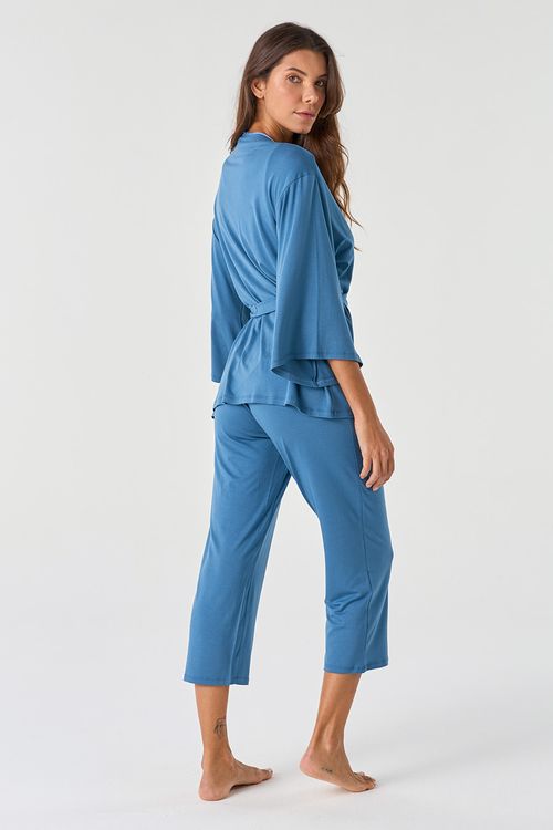 PIJAMA LONGO COM KIMONO - CLÁSSICOS DE VISCOSE AURORA