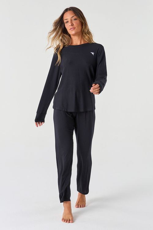 PIJAMA FEMININO LONGO - CLÁSSICOS DE VISCOSE BLACK