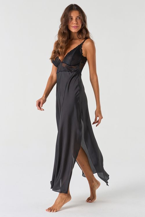 CAMISOLA LONGA COM RENDA ACETINADA - YES, I DO