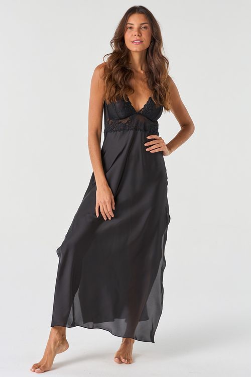 CAMISOLA LONGA COM RENDA ACETINADA - YES, I DO