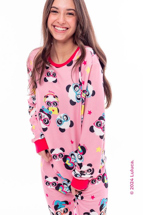 PIJAMA LONGO MOLETINHO PANDAWEB - LULUCA