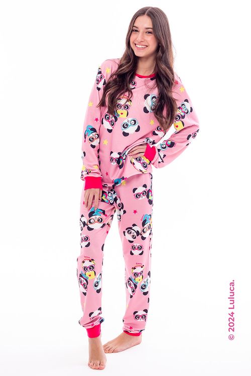 PIJAMA LONGO MOLETINHO PANDAWEB - LULUCA
