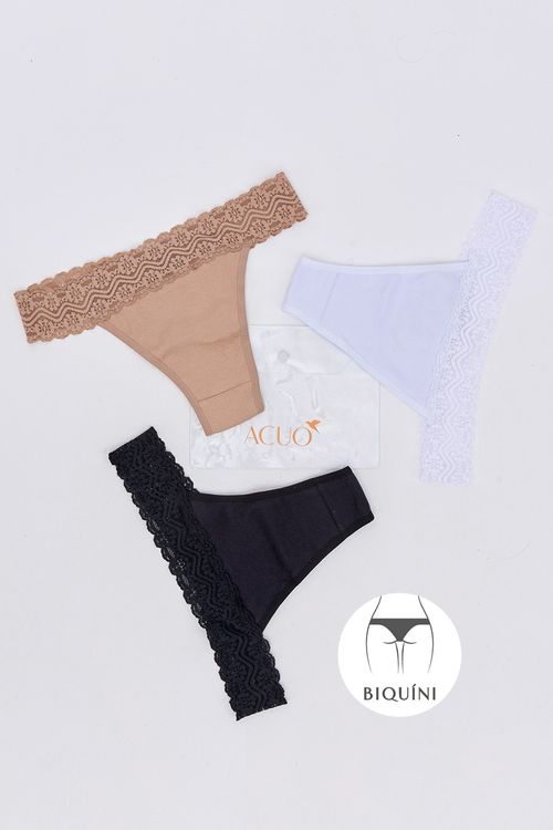 KIT CALCINHA BIQUÍNI 3 CORES