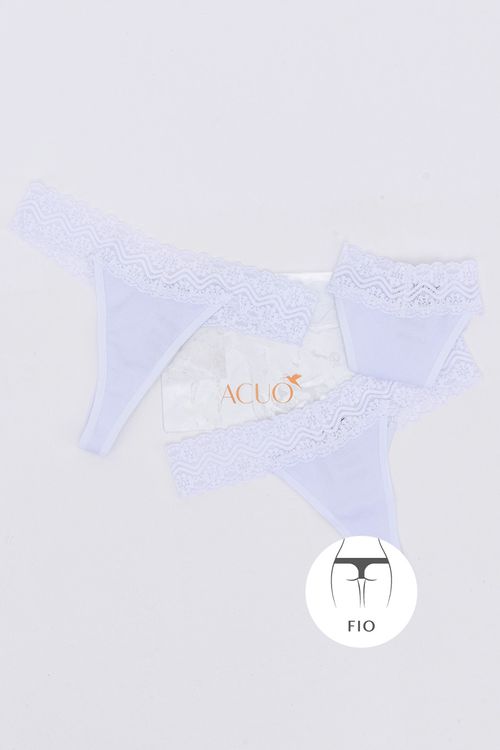 KIT CALCINHA FIO TRIO BRANCA
