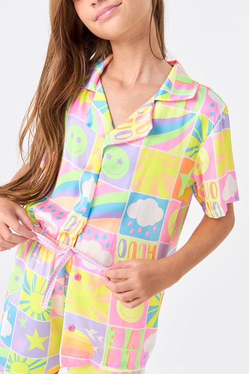 PIJAMA CURTO AMERICANO JUVENIL - NEON DREAMS