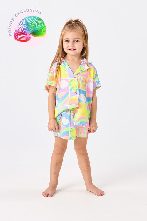 PIJAMA CURTO AMERICANO INFANTIL - NEON DREAMS