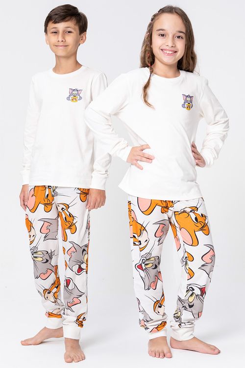 PIJAMA LONGO JUVENIL UNISSEX - DIGA CHEESE - TOM E JERRY