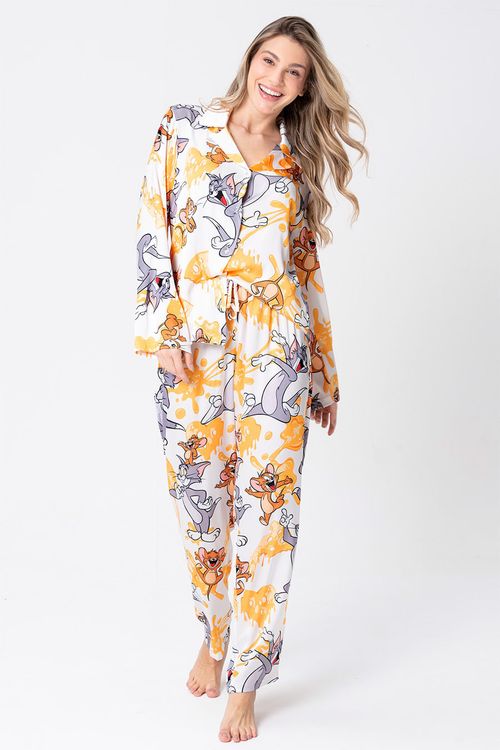 PIJAMA FEMININO AMERICANO LONGO - DIGA CHEESE - TOM E JERRY