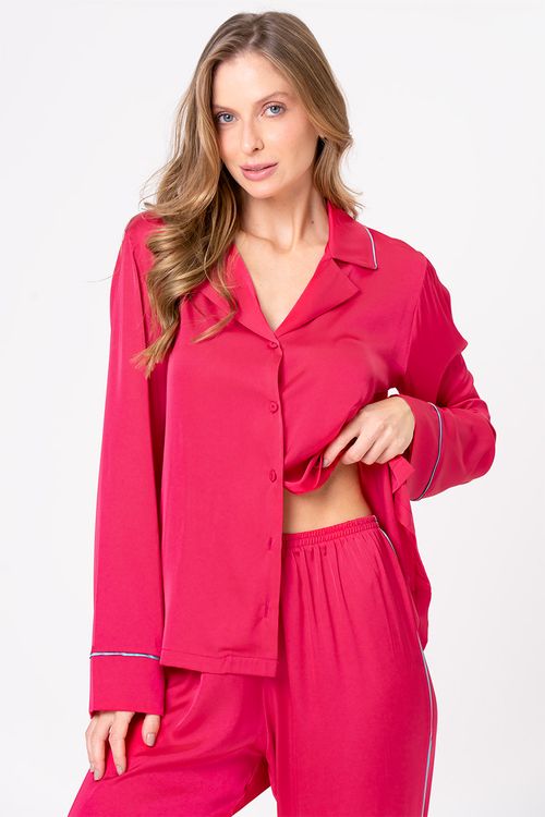PIJAMA FEMININO AMERICANO LONGO ACETINADO - LIBÉLULA