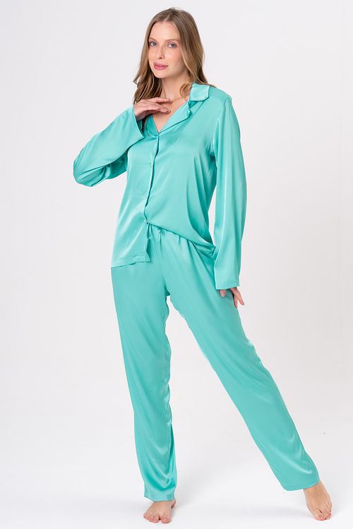 PIJAMA AMERICANO FEMININO LONGO ACETINADO - LIBÉLULA