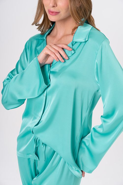 PIJAMA AMERICANO FEMININO LONGO ACETINADO - LIBÉLULA
