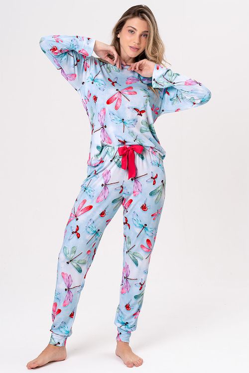 PIJAMA FEMININO LONGO TOQUE DE PÊSSEGO - LIBÉLULA