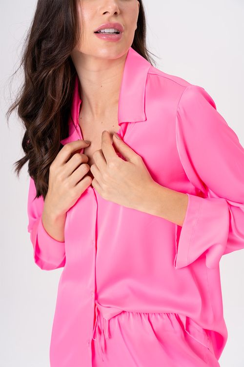 PIJAMA FEMININO AMERICANO ACETINADO - ENTRELAÇOS