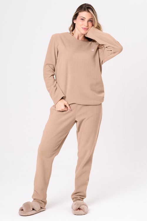 PIJAMA DE SOFT FEMININO BEGE - CLÁSSICOS SOFT