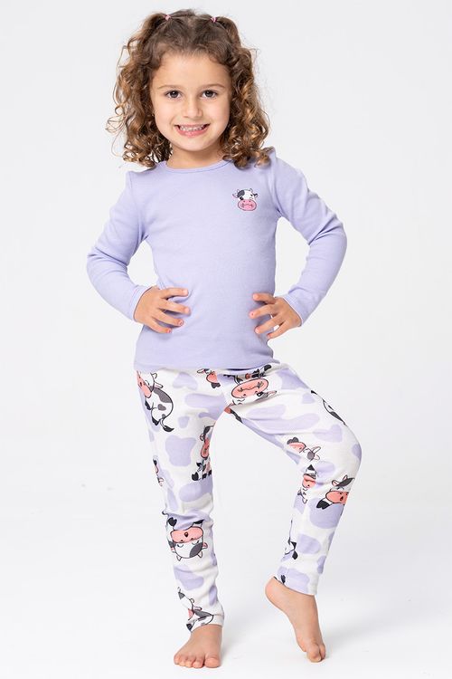 PIJAMA DE RIBANA INFANTIL ESTAMPA VAQUINHA- COOKIES
