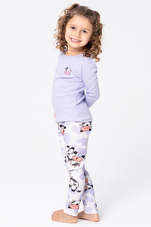 PIJAMA DE RIBANA INFANTIL ESTAMPA VAQUINHA- COOKIES