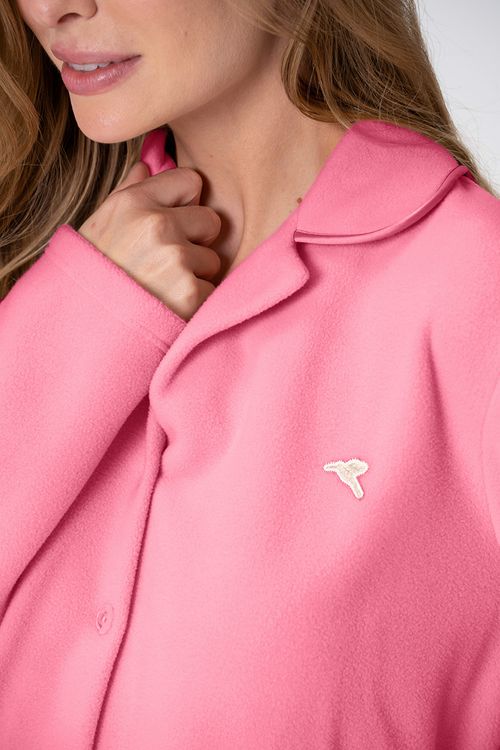 PIJAMA LONGO FEMININO DE BOTÕES - CLÁSSICOS SOFT PINK ROSÊ
