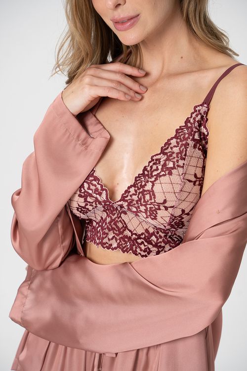 PIJAMA AMERICANO FEMININO LONGO - ACETINADO CARAMELO ÂMBAR