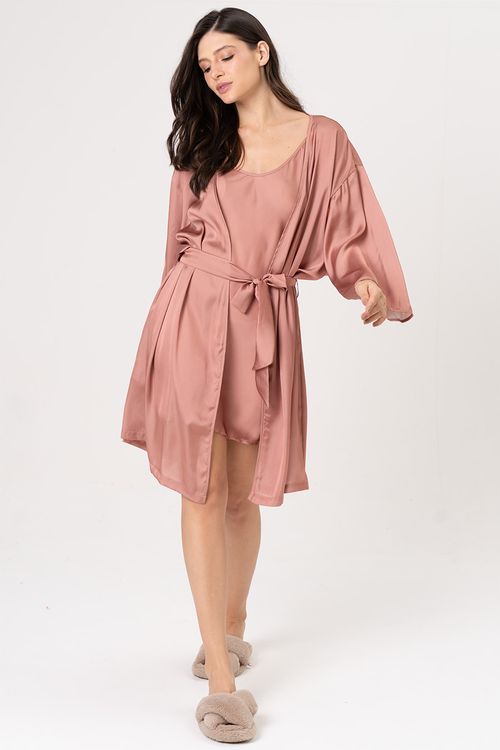 ROBE FEMININO - ACETINADO CARAMELO ÂMBAR