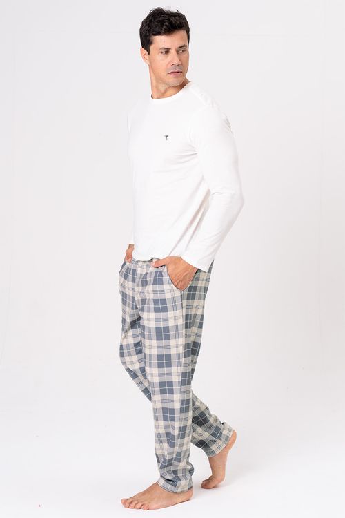 PIJAMA LONGO MASCULINO XADREZ - GREY