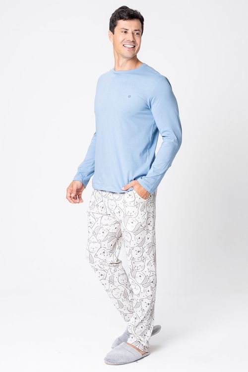 PIJAMA LONGO DE MALHA MASCULINO - PET COLORS