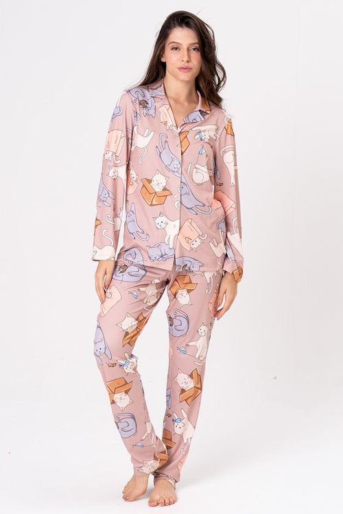 PIJAMA FEMININO AMERICANO LONGO - GATICES