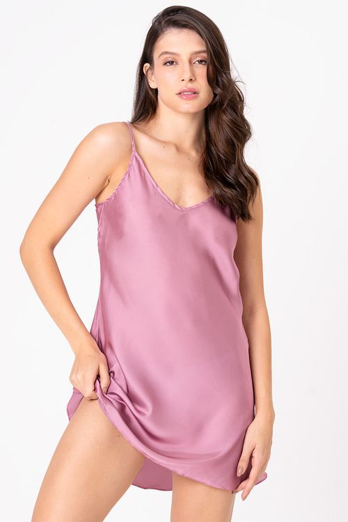 CAMISOLA DE ALÇA- CLÁSSICOS ACETINADOS ROSA DIAMANTE