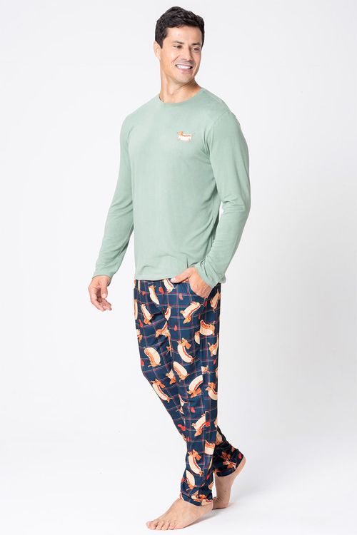 PIJAMA LONGO MASCULINO ESTAMPADO - HOT DOG