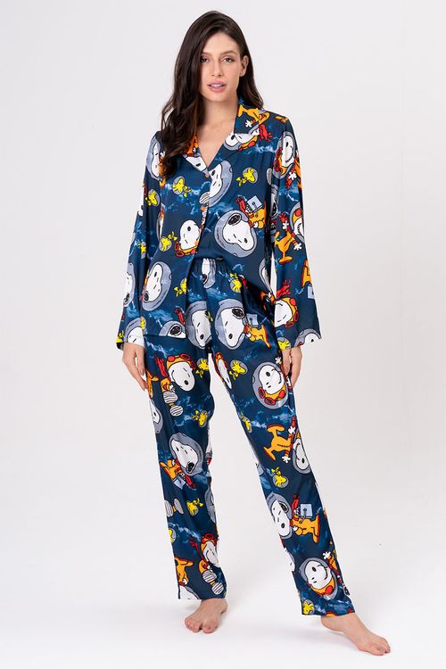 PIJAMA FEMININO AMERICANO ACETINADO - SNOOPY NAUTA