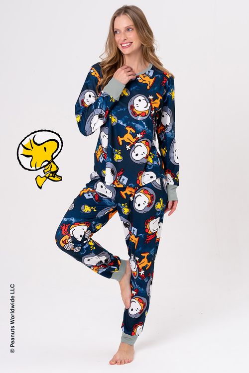 PIJAMA FEMININO COM TOQUE DE PÊSSEGO - SNOOPY NAUTA