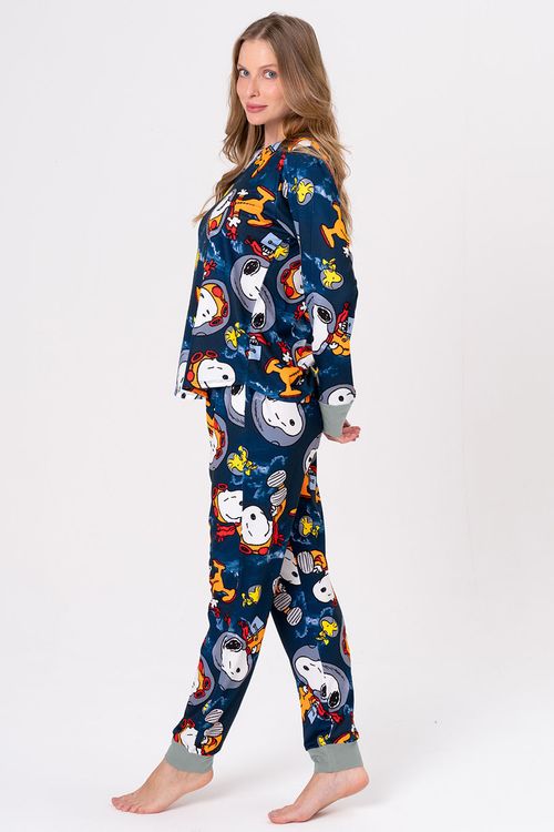 PIJAMA FEMININO COM TOQUE DE PÊSSEGO - SNOOPY NAUTA
