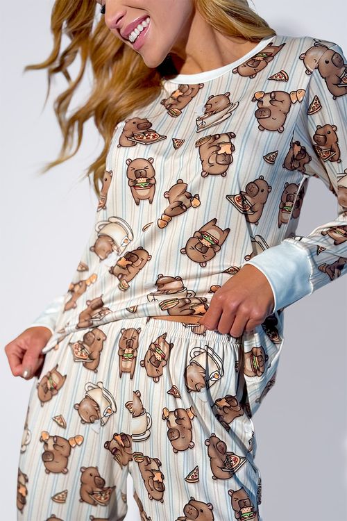 PIJAMA FEMININO LONGO - MODO CAPIVARA