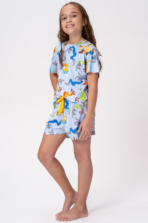 PIJAMA CURTO JUVENIL MENINA - LOONEY NIGHT