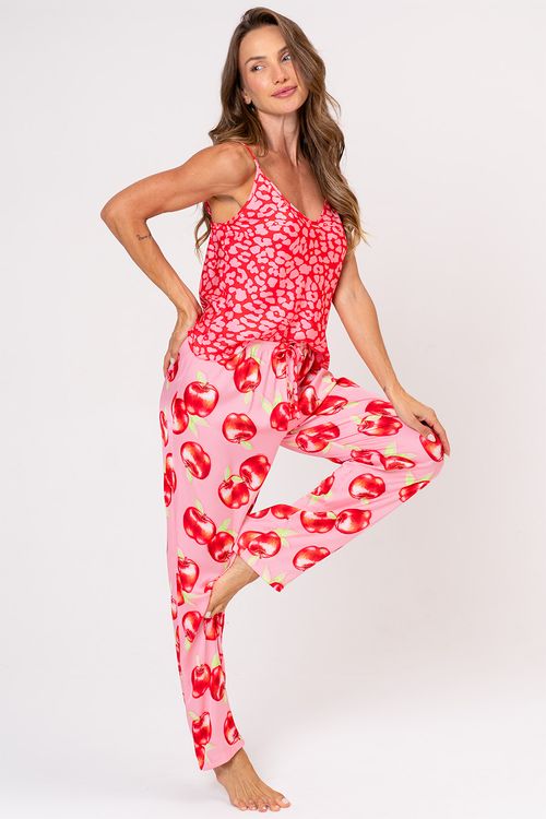 PIJAMA FEMININO ACETINADO DE ALÇAS - DESEJOS